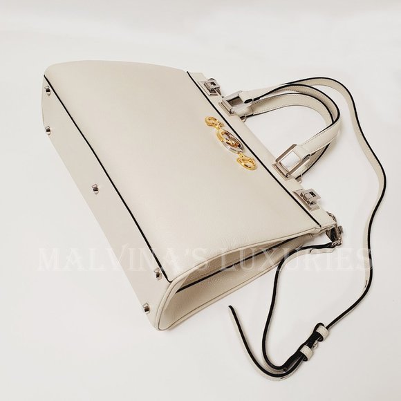 GUCCI BAG 564714 ZUMI MEDIUM GRAINY WHITE LEATHER TOP HANDLE INTERLOCKING G LOGO - Picture 7 of 16